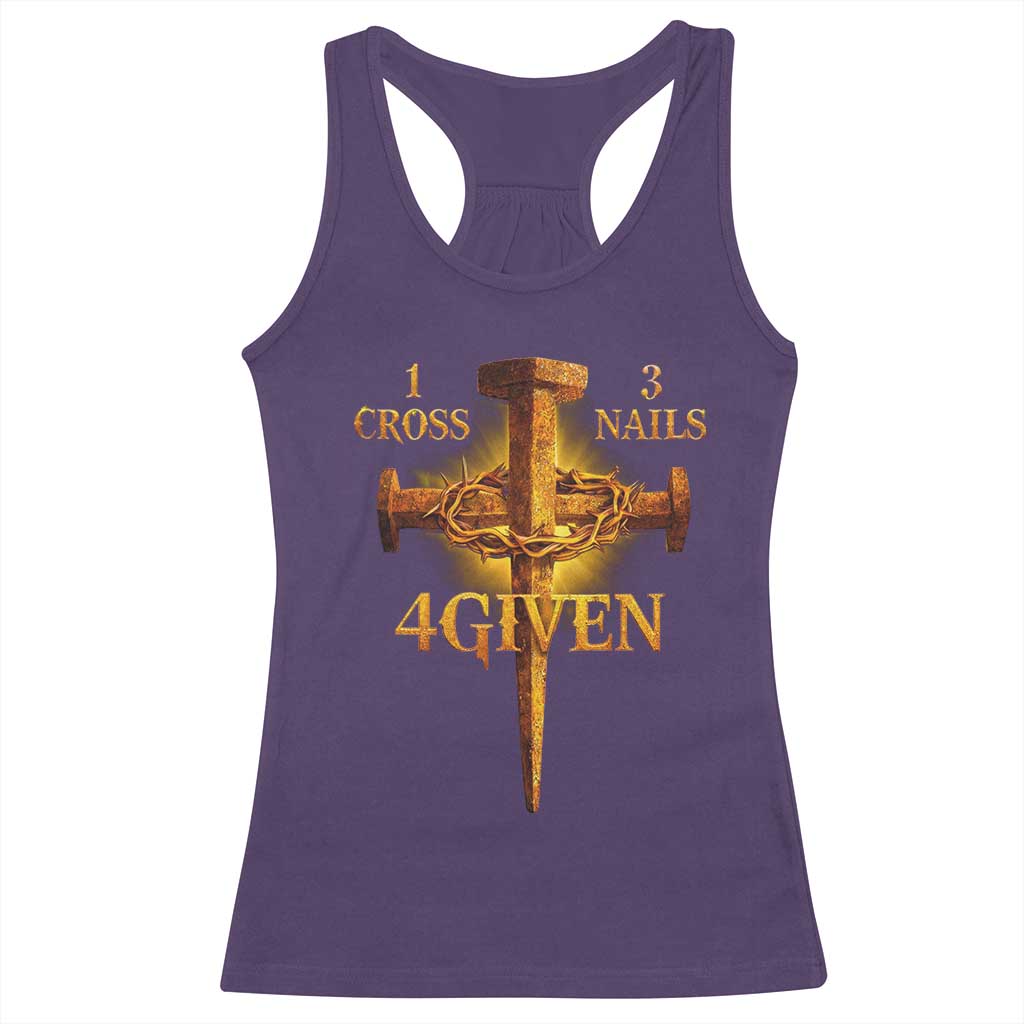 Christian One Cross Three Nails Four Given Racerback Tank Top Jesus God