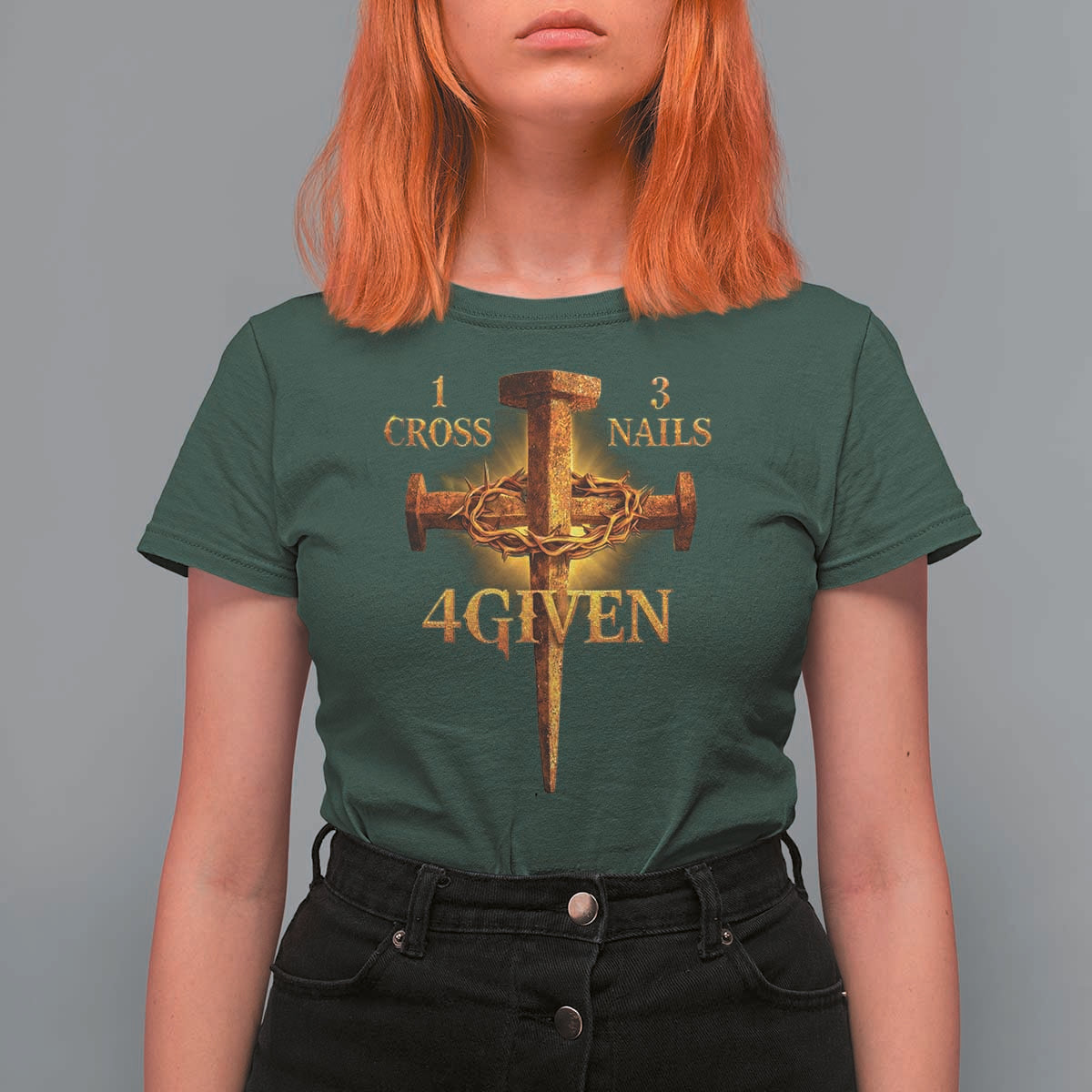 Christian One Cross Three Nails Four Given T Shirt For Women Jesus God