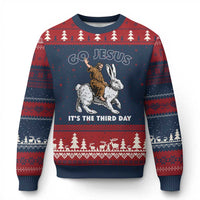 Funny Christian Easter Ugly Christmas Sweater Go Jesus It Is The Third Day Religious Bunny