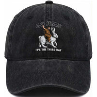 Funny Christian Easter Washed Cotton Baseball Cap Go Jesus It Is The Third Day Religious Bunny
