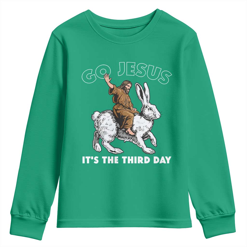 Funny Christian Easter Youth Sweatshirt Go Jesus It Is The Third Day Religious Bunny