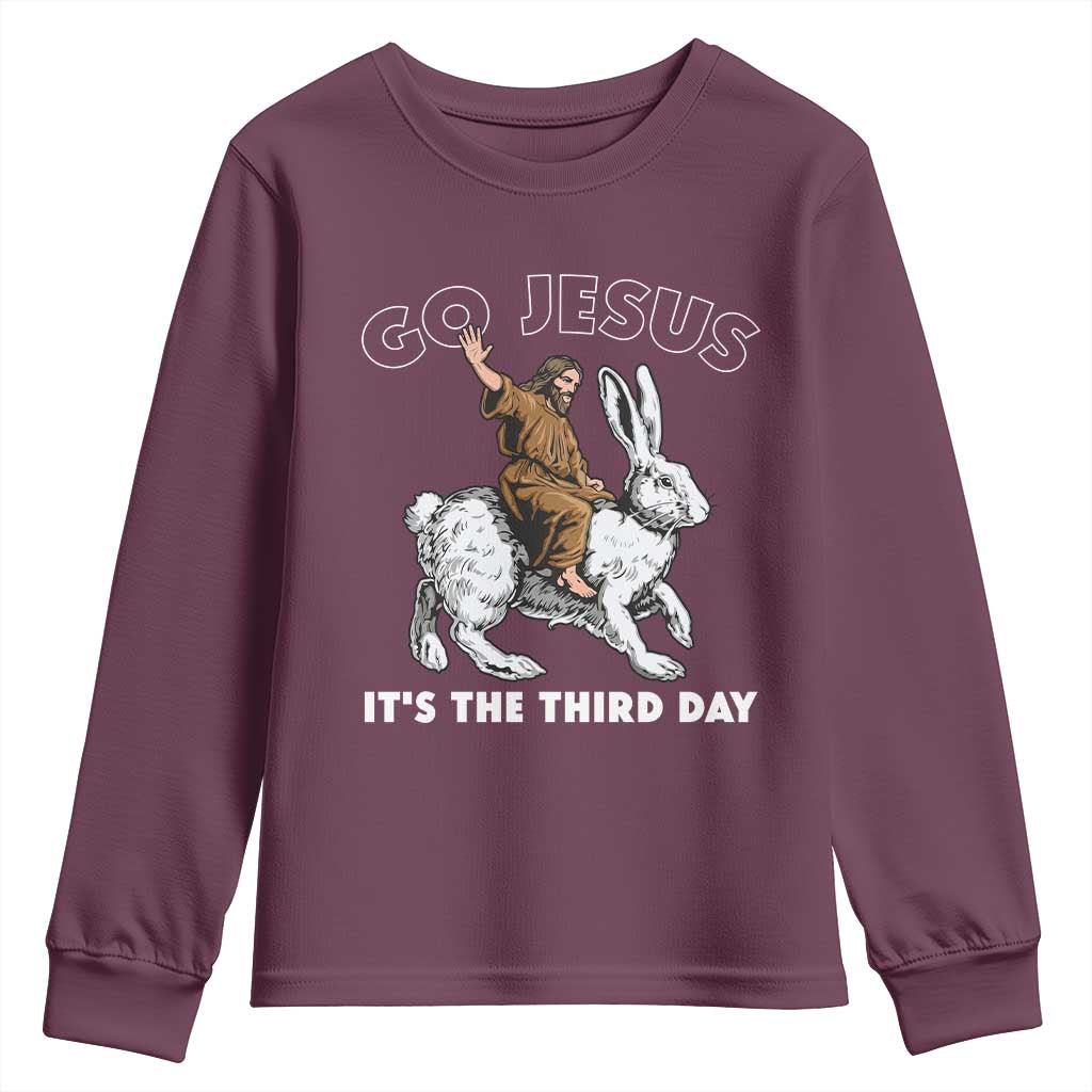 Funny Christian Easter Youth Sweatshirt Go Jesus It Is The Third Day Religious Bunny