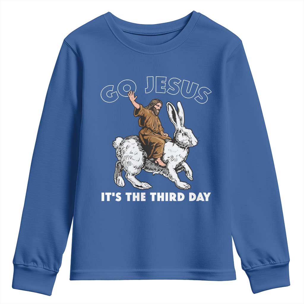 Funny Christian Easter Youth Sweatshirt Go Jesus It Is The Third Day Religious Bunny