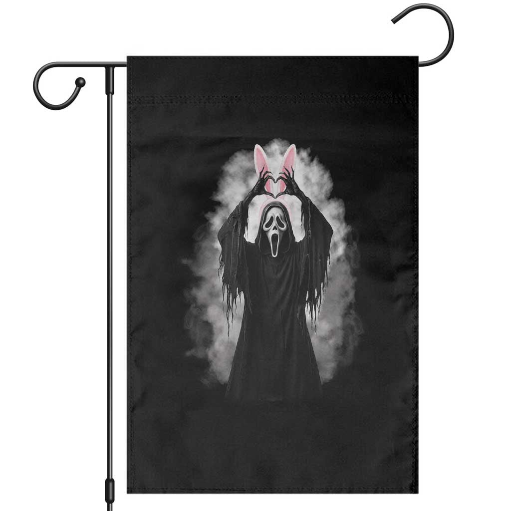 Funny Scary Bunny Face Ghost Heart Hand Sign Easter Day Garden Flag