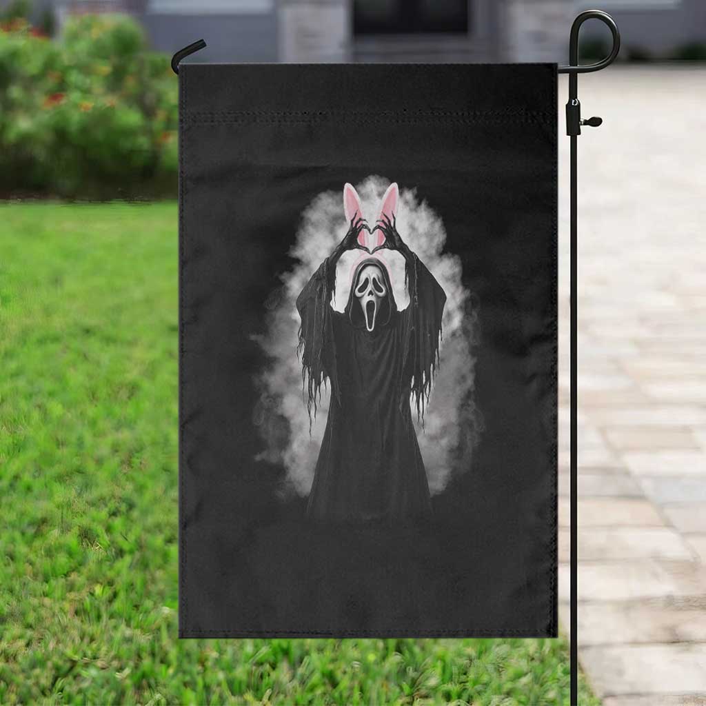 Funny Scary Bunny Face Ghost Heart Hand Sign Easter Day Garden Flag