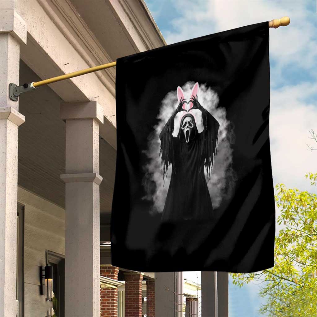 Funny Scary Bunny Face Ghost Heart Hand Sign Easter Day Garden Flag
