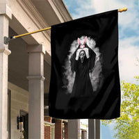 Funny Scary Bunny Face Ghost Heart Hand Sign Easter Day Garden Flag
