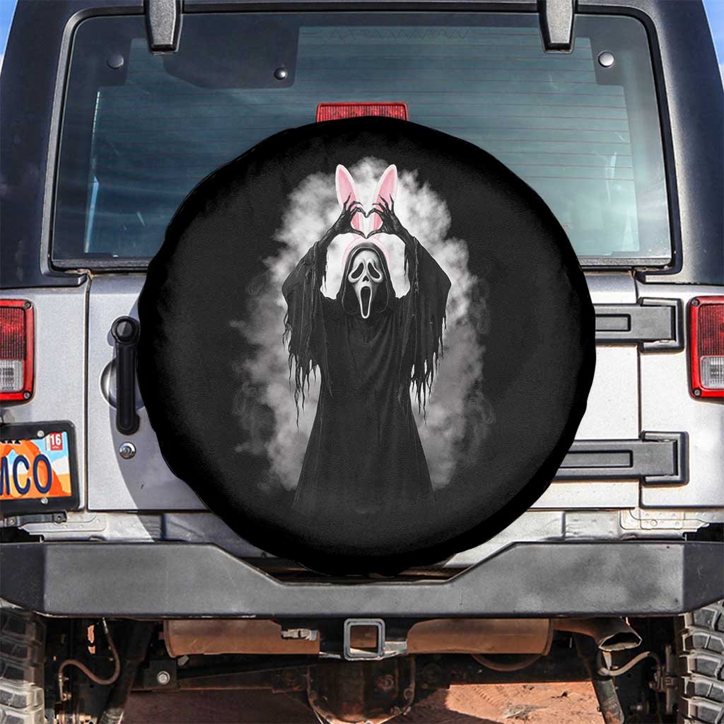 Funny Scary Bunny Face Ghost Heart Hand Sign Easter Day Spare Tire Cover
