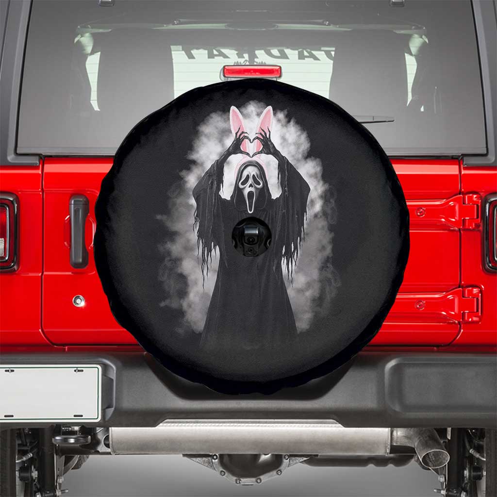 Funny Scary Bunny Face Ghost Heart Hand Sign Easter Day Spare Tire Cover