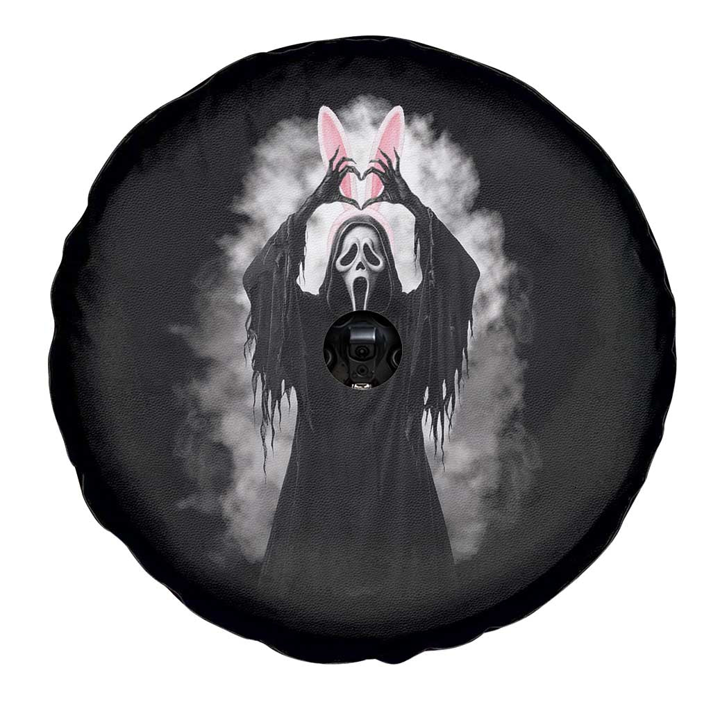 Funny Scary Bunny Face Ghost Heart Hand Sign Easter Day Spare Tire Cover
