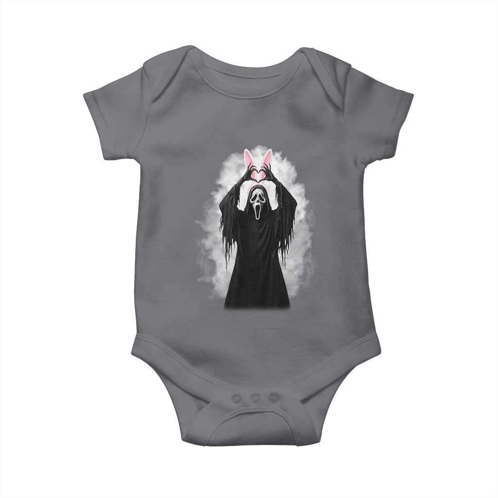 Funny Scary Bunny Face Ghost Heart Hand Sign Easter Day Baby Onesie