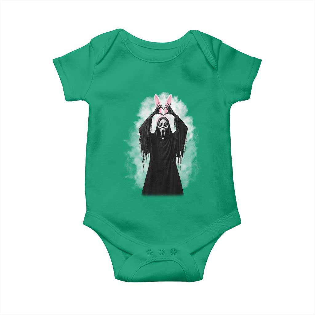 Funny Scary Bunny Face Ghost Heart Hand Sign Easter Day Baby Onesie