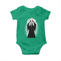 Funny Scary Bunny Face Ghost Heart Hand Sign Easter Day Baby Onesie