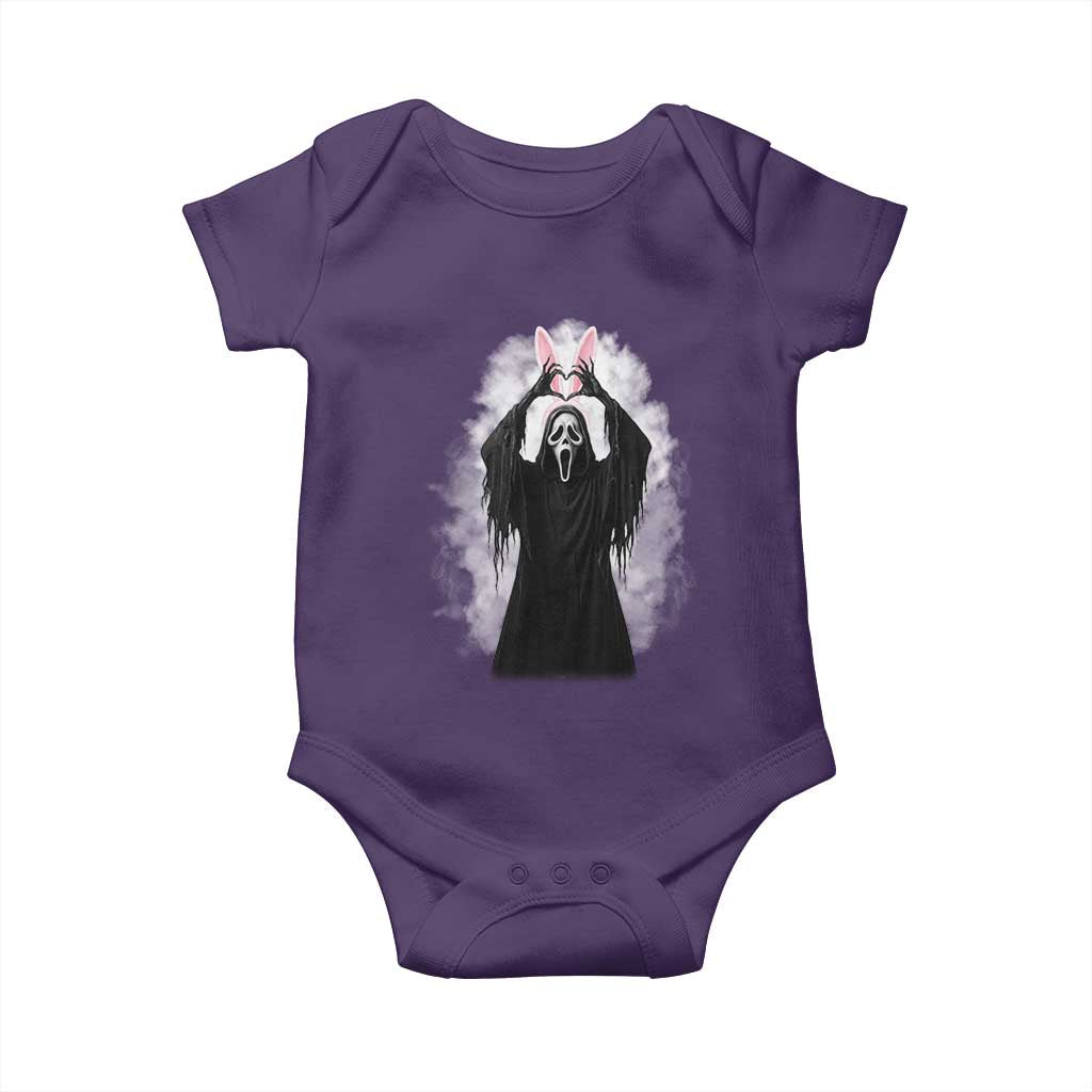 Funny Scary Bunny Face Ghost Heart Hand Sign Easter Day Baby Onesie