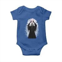 Funny Scary Bunny Face Ghost Heart Hand Sign Easter Day Baby Onesie