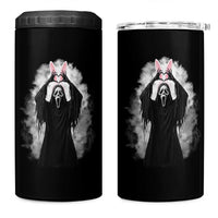 Funny Scary Bunny Face Ghost Heart Hand Sign Easter Day 4 in 1 Can Cooler Tumbler