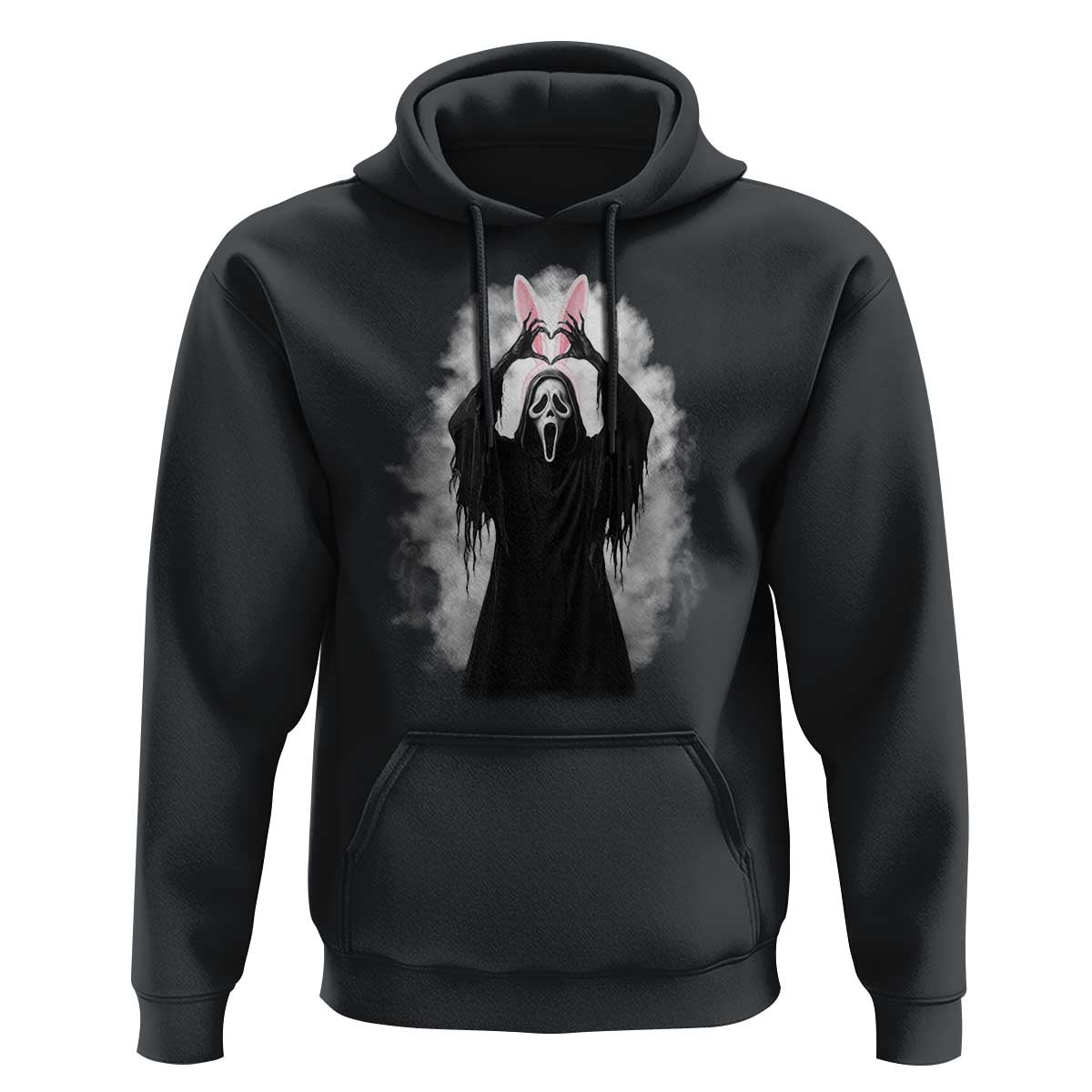 Funny Scary Bunny Face Ghost Heart Hand Sign Easter Day Hoodie