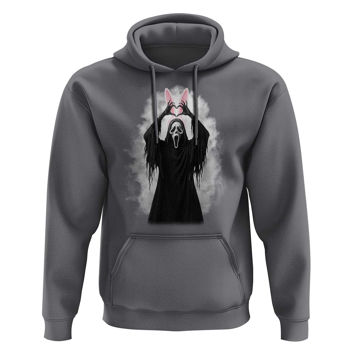 Funny Scary Bunny Face Ghost Heart Hand Sign Easter Day Hoodie