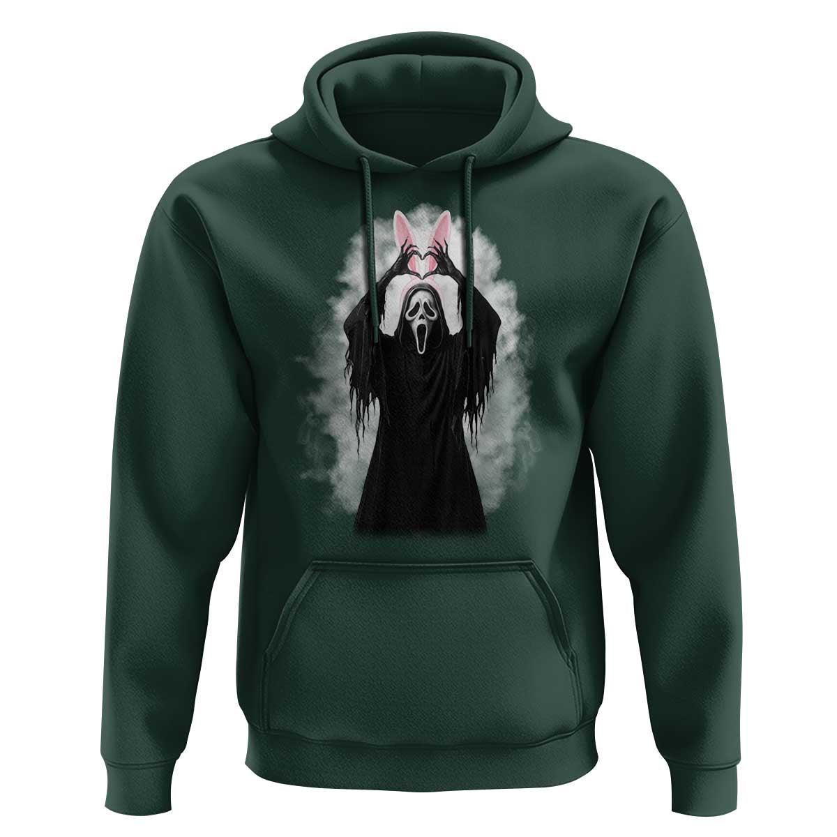 Funny Scary Bunny Face Ghost Heart Hand Sign Easter Day Hoodie