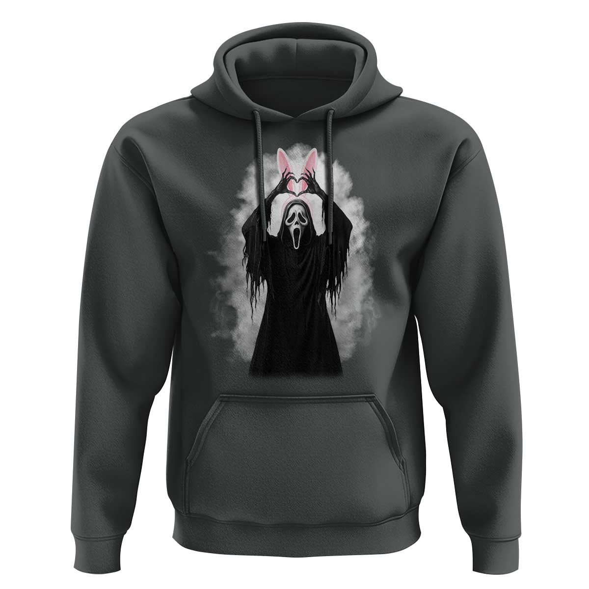 Funny Scary Bunny Face Ghost Heart Hand Sign Easter Day Hoodie
