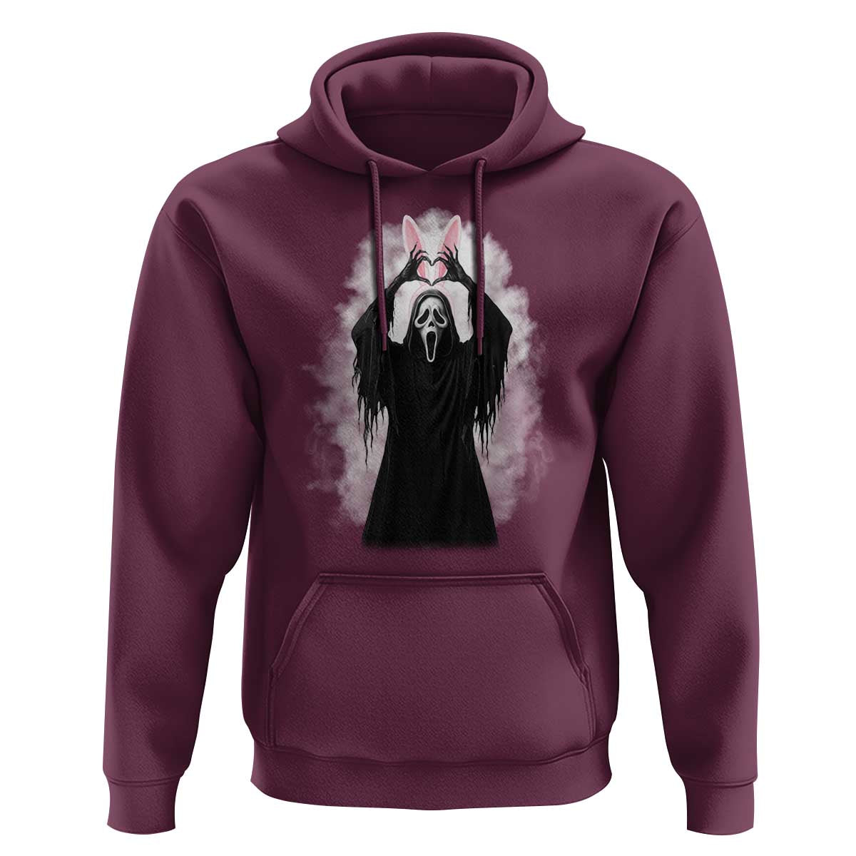 Funny Scary Bunny Face Ghost Heart Hand Sign Easter Day Hoodie