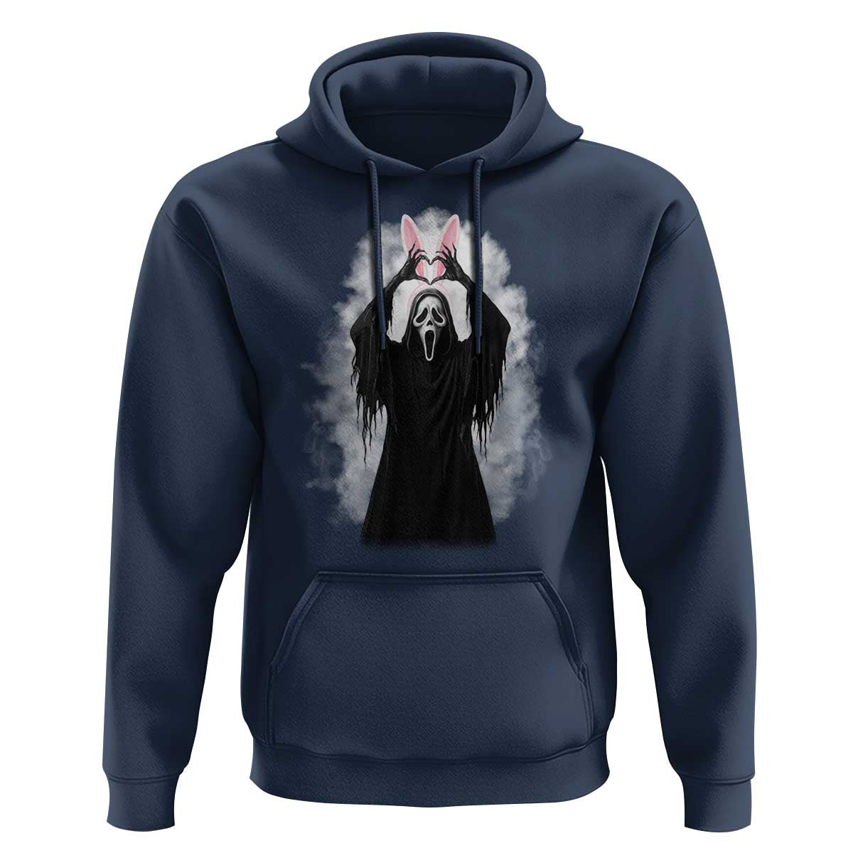 Funny Scary Bunny Face Ghost Heart Hand Sign Easter Day Hoodie