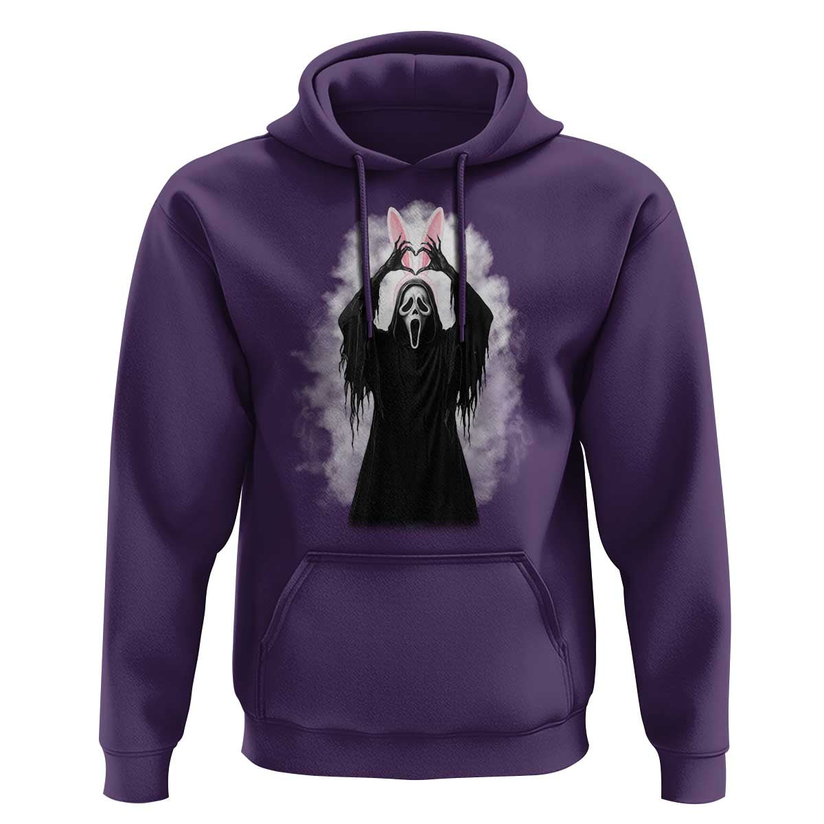 Funny Scary Bunny Face Ghost Heart Hand Sign Easter Day Hoodie