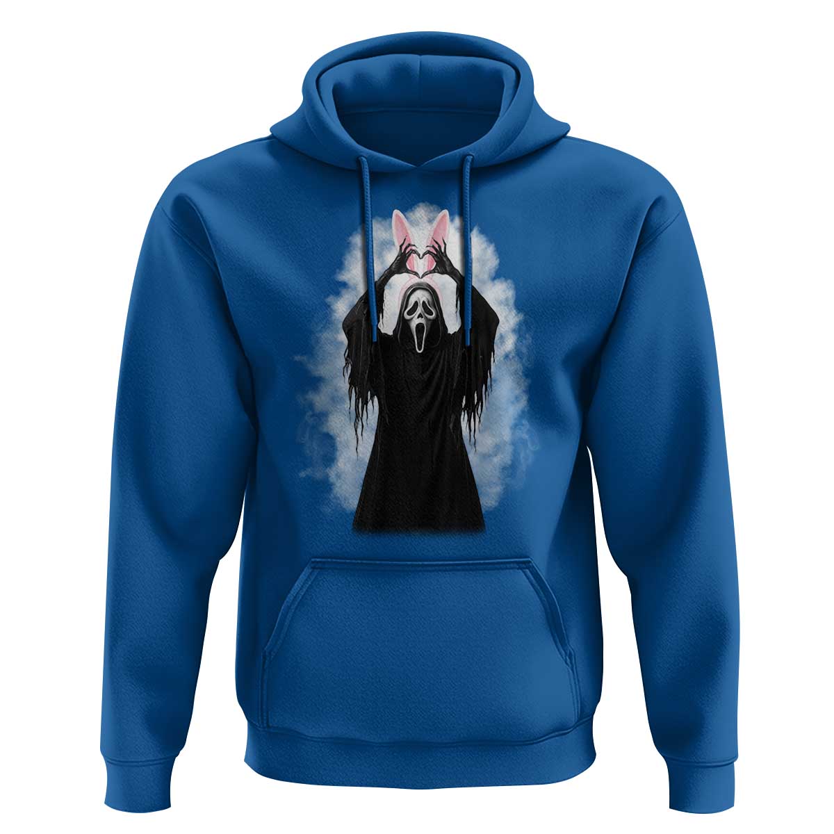 Funny Scary Bunny Face Ghost Heart Hand Sign Easter Day Hoodie
