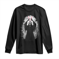 Funny Scary Bunny Face Ghost Heart Hand Sign Easter Day Long Sleeve Shirt