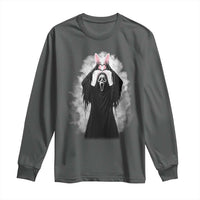 Funny Scary Bunny Face Ghost Heart Hand Sign Easter Day Long Sleeve Shirt