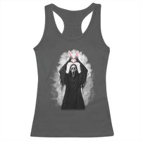 Funny Scary Bunny Face Ghost Heart Hand Sign Easter Day Racerback Tank Top