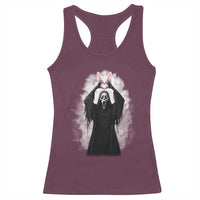 Funny Scary Bunny Face Ghost Heart Hand Sign Easter Day Racerback Tank Top