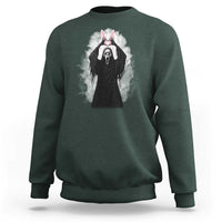 Funny Scary Bunny Face Ghost Heart Hand Sign Easter Day Sweatshirt