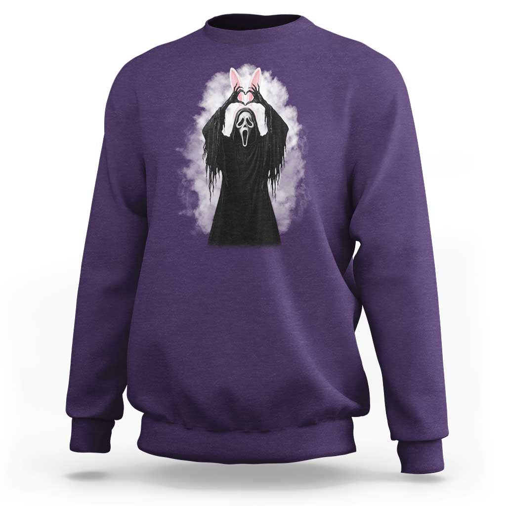 Funny Scary Bunny Face Ghost Heart Hand Sign Easter Day Sweatshirt