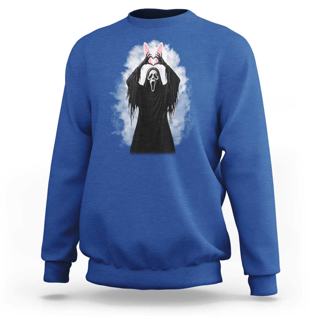 Funny Scary Bunny Face Ghost Heart Hand Sign Easter Day Sweatshirt
