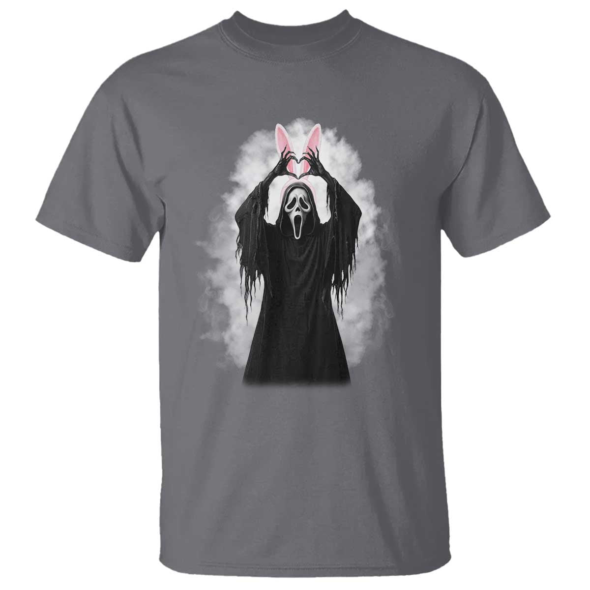 Funny Scary Bunny Face Ghost Heart Hand Sign Easter Day T Shirt