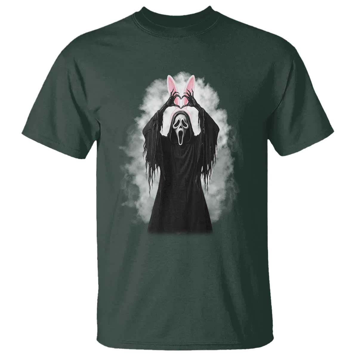 Funny Scary Bunny Face Ghost Heart Hand Sign Easter Day T Shirt
