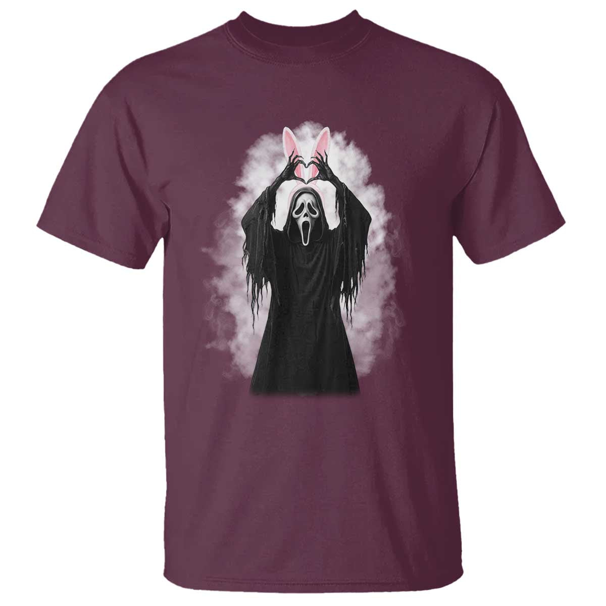 Funny Scary Bunny Face Ghost Heart Hand Sign Easter Day T Shirt