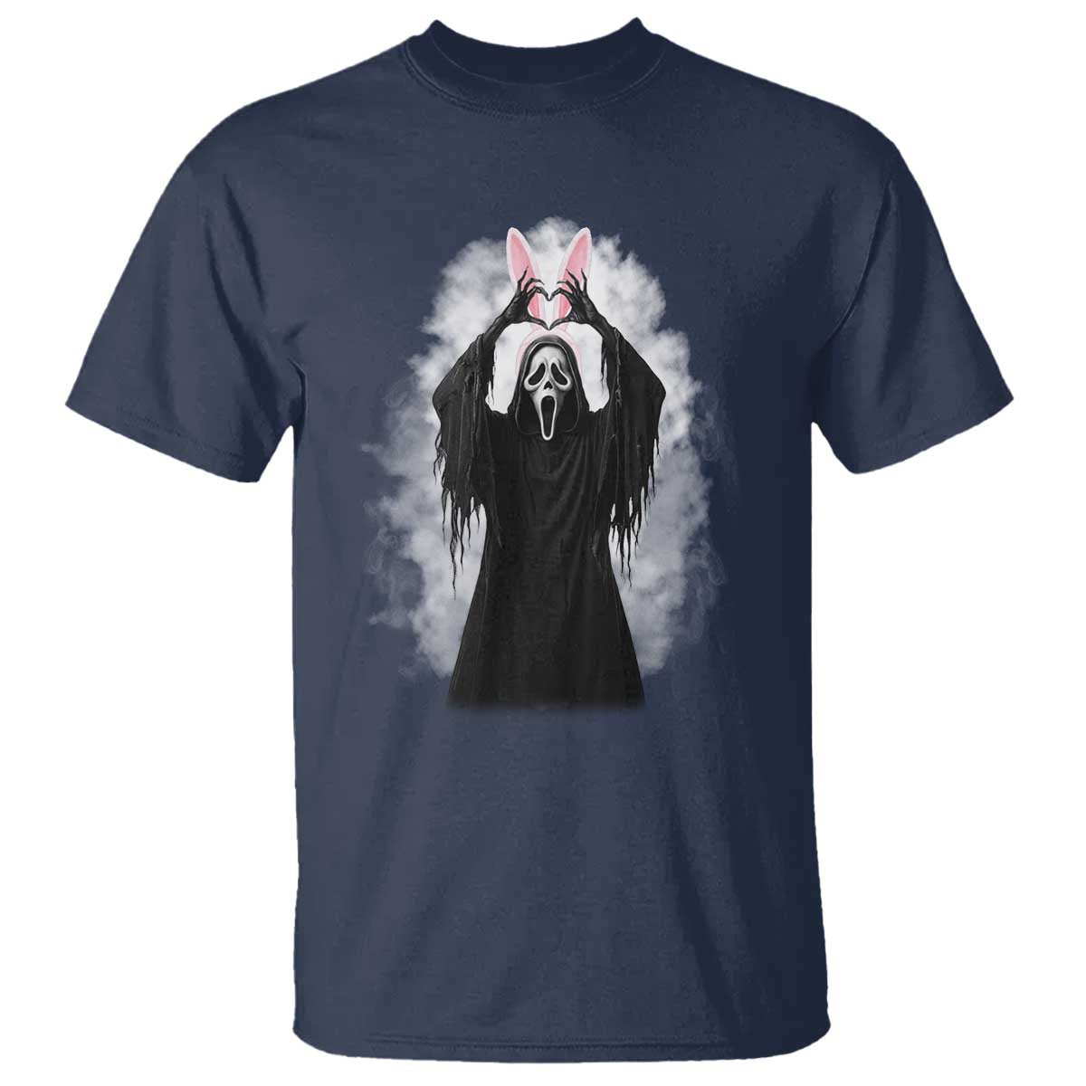 Funny Scary Bunny Face Ghost Heart Hand Sign Easter Day T Shirt