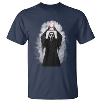 Funny Scary Bunny Face Ghost Heart Hand Sign Easter Day T Shirt