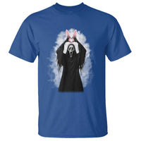 Funny Scary Bunny Face Ghost Heart Hand Sign Easter Day T Shirt