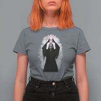 Funny Scary Bunny Face Ghost Heart Hand Sign Easter Day T Shirt For Women
