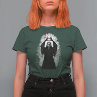 Funny Scary Bunny Face Ghost Heart Hand Sign Easter Day T Shirt For Women