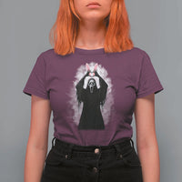 Funny Scary Bunny Face Ghost Heart Hand Sign Easter Day T Shirt For Women