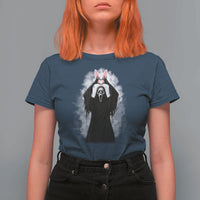 Funny Scary Bunny Face Ghost Heart Hand Sign Easter Day T Shirt For Women