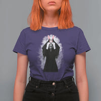 Funny Scary Bunny Face Ghost Heart Hand Sign Easter Day T Shirt For Women