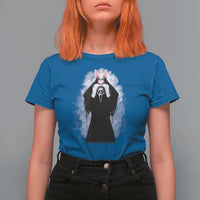 Funny Scary Bunny Face Ghost Heart Hand Sign Easter Day T Shirt For Women