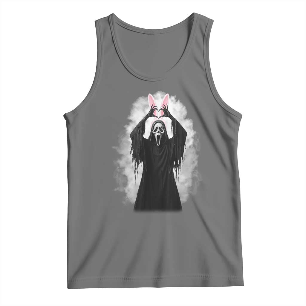 Funny Scary Bunny Face Ghost Heart Hand Sign Easter Day Tank Top
