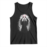 Funny Scary Bunny Face Ghost Heart Hand Sign Easter Day Tank Top
