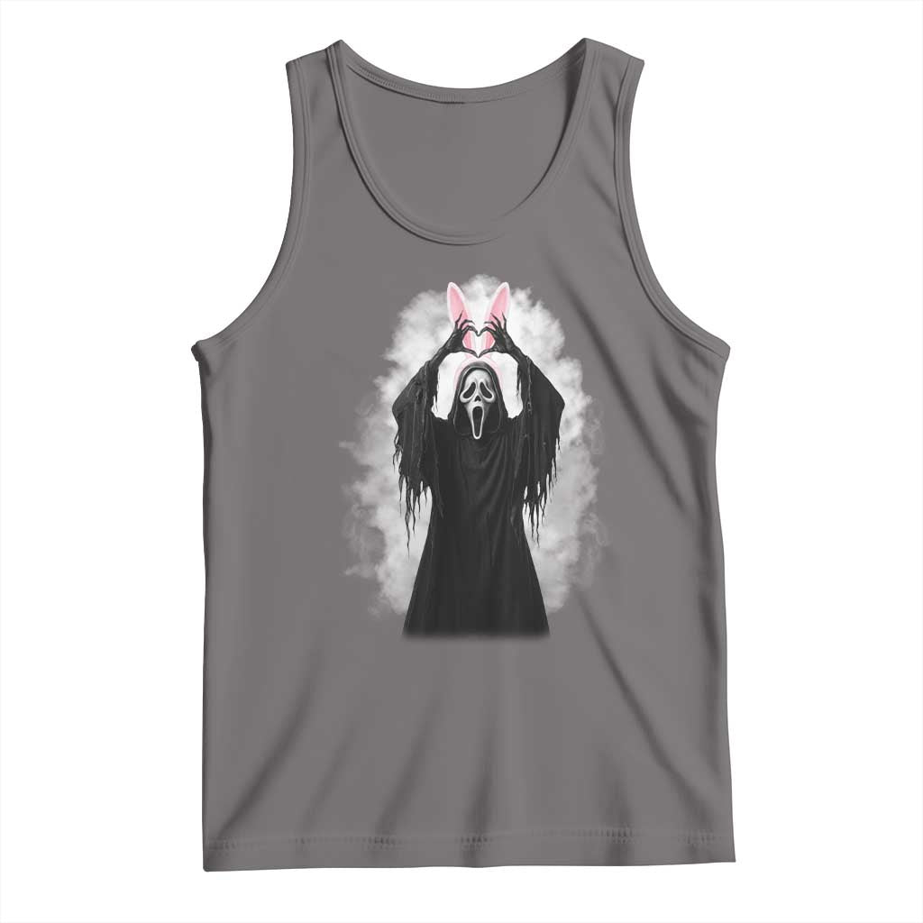 Funny Scary Bunny Face Ghost Heart Hand Sign Easter Day Tank Top